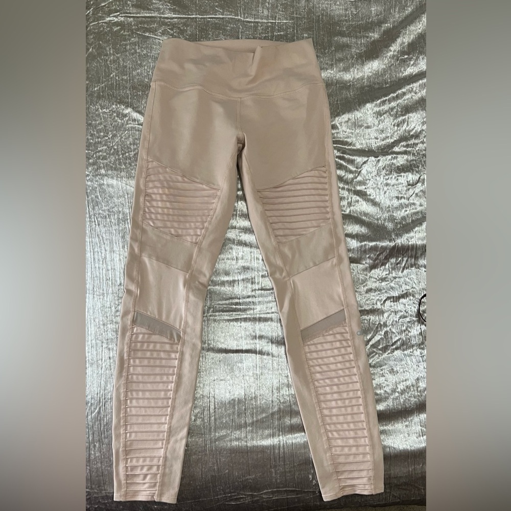 Alo Womens Yoga Luminous Leggings blush nectar pink Mesh High Waist
